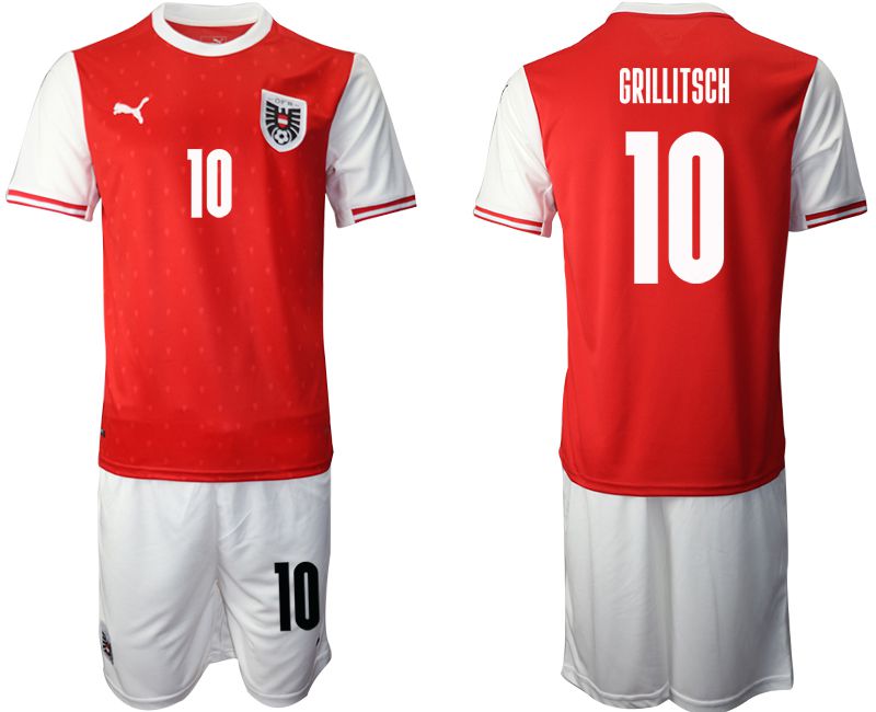Men 2020-2021 European Cup Austria home red #10 Soccer Jersey